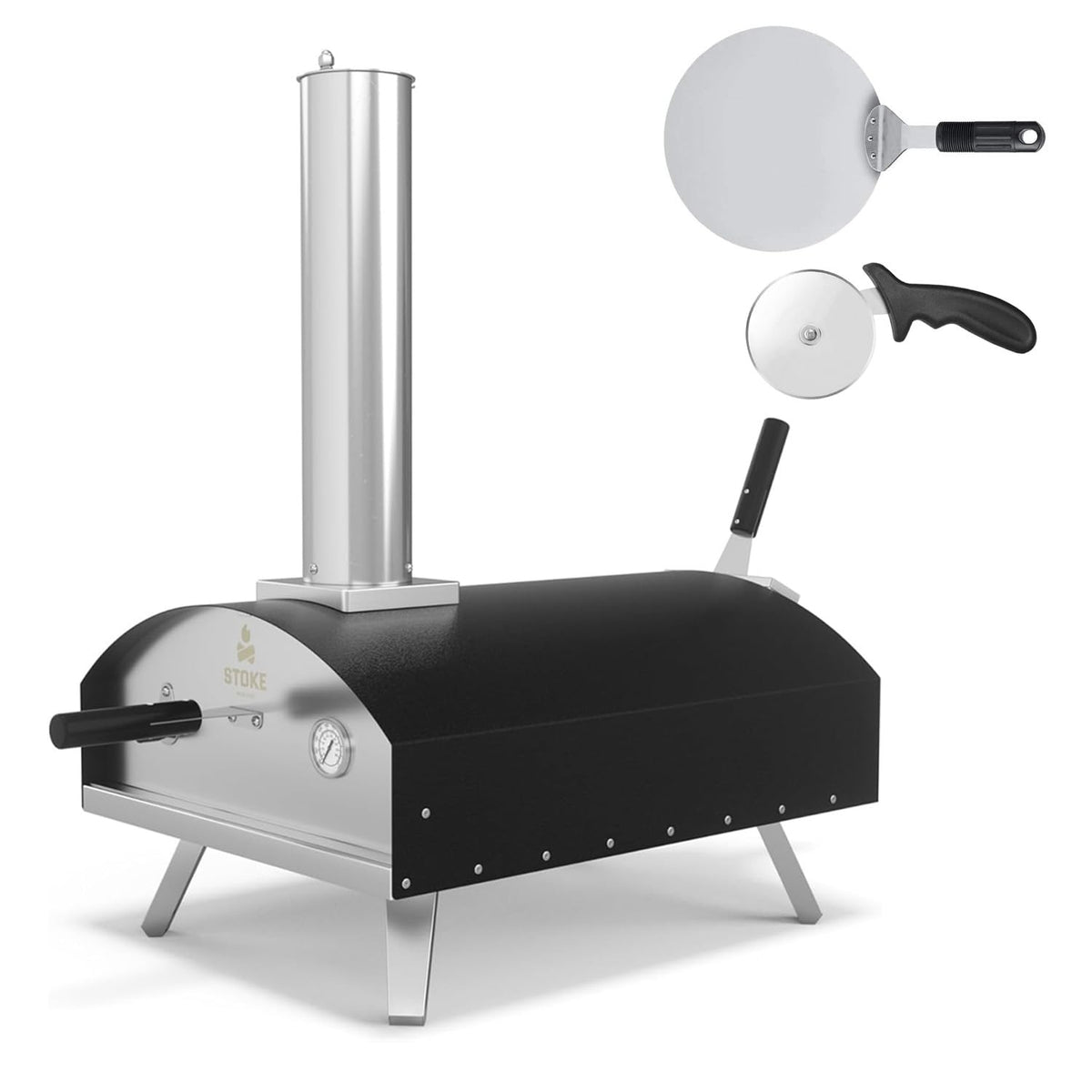 Stoke 16" Multi-Fuel Outdoor Pizza Oven with Pizza Stone & Accessories - Wood & Propane Compatible