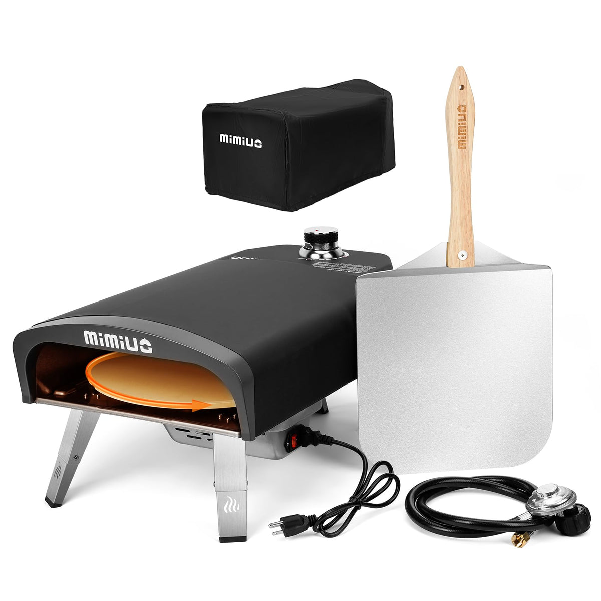 Mimiuo Outdoor Gas Pizza Oven with Rotating Stone & Propane Burner – 900°F in 15 Minutes